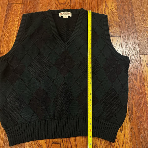 Vintage Sansabelt Sport Wool Sweater Vest Mens XL Green Navy Academia Preppy - Picture 8 of 9